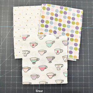 New HUDSON + LUVABLE FRIENDS Dots + Teacups Girly Receiving Blankets - Lot of 3